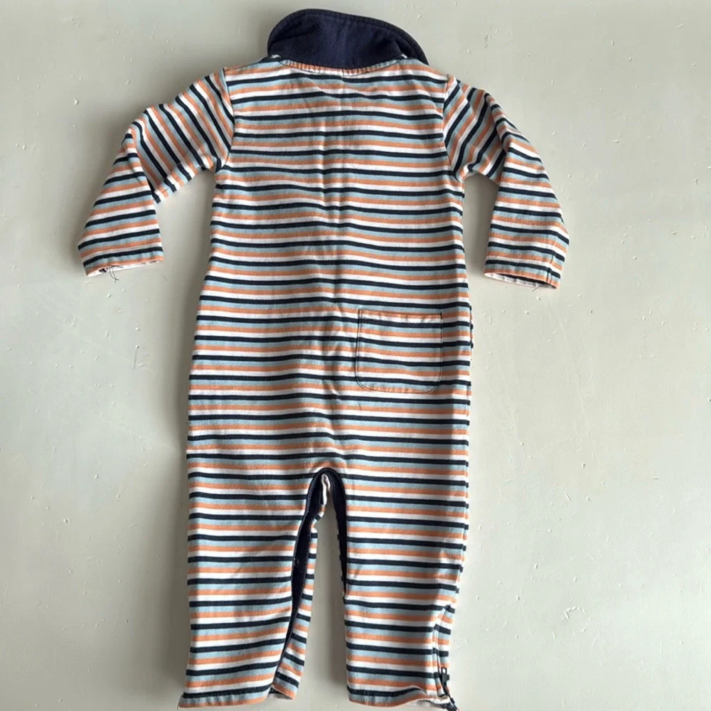 Baby Gap Vintage Blue/Orange/White Strip Jumpsuit 6-12 Months